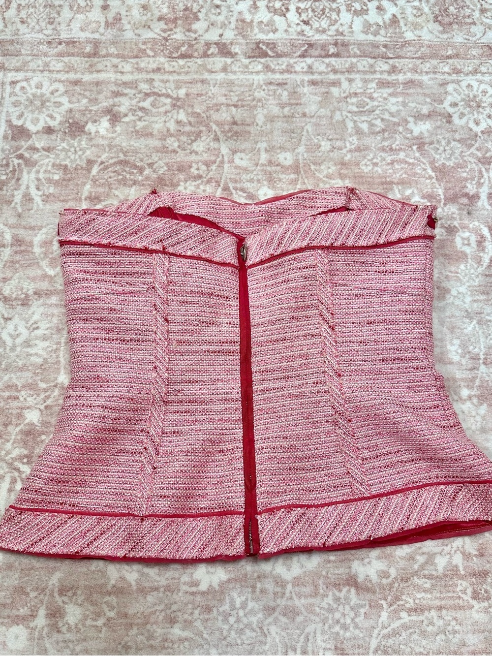 Tweed ❤️ WHBM Bustier Top W/ Gold Chain Details - Picture 7 of 11